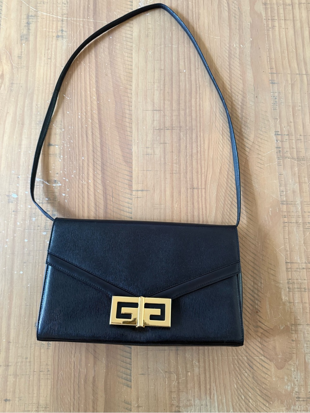 Givenchy Black Leather Shoulder Bag with Gold Hardware